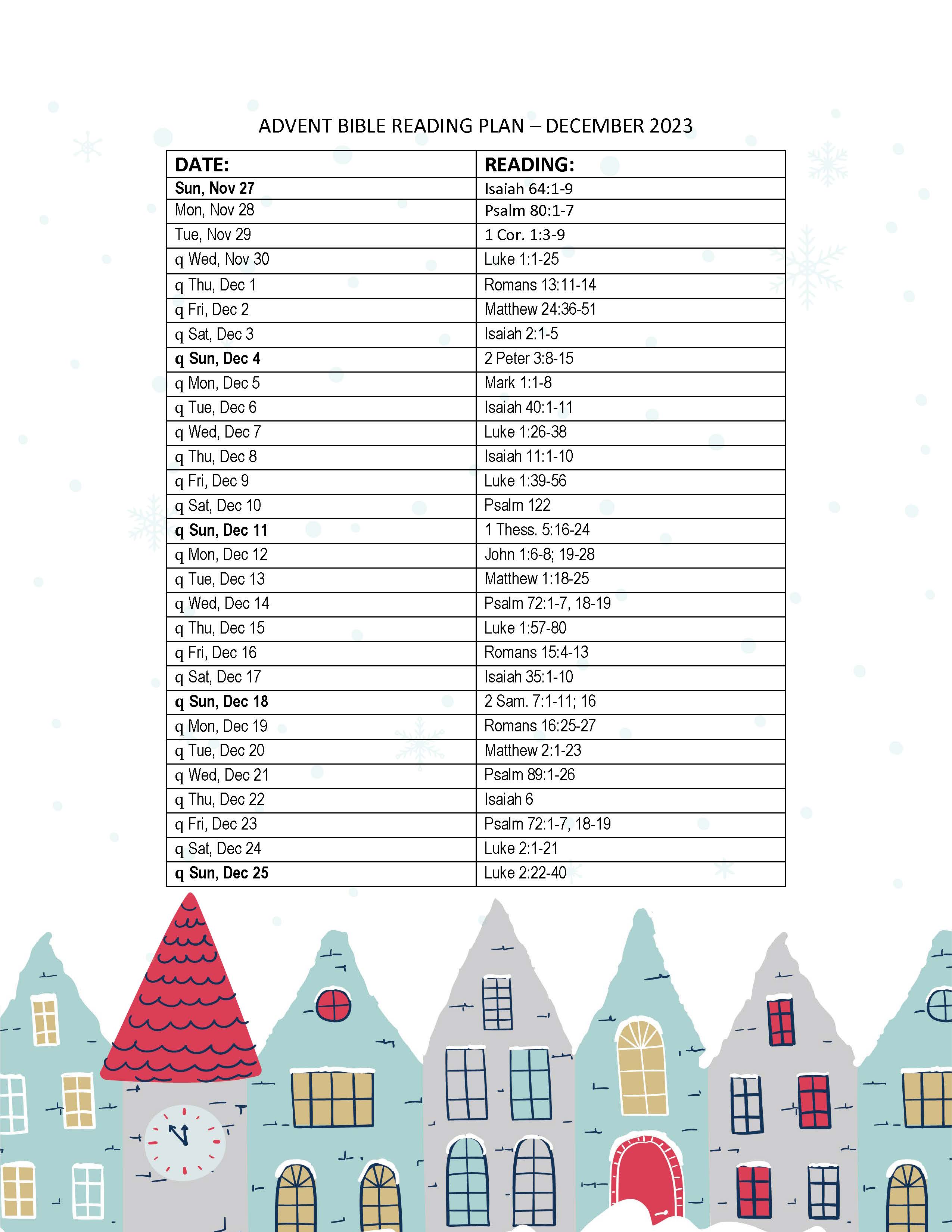 ADVENT BIBLE READING PLAN December Christian Assembly